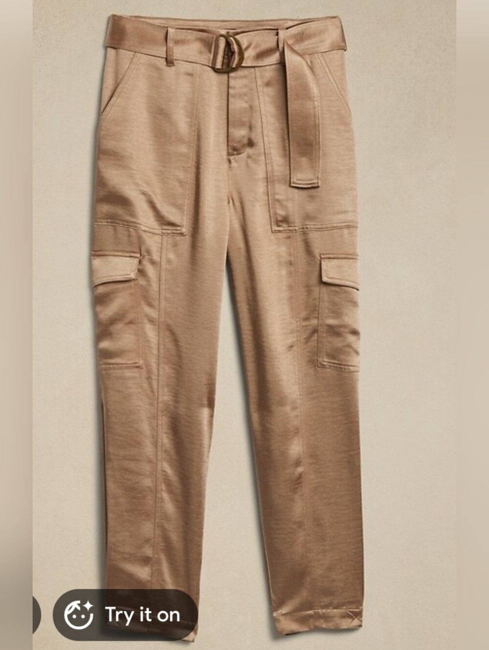 Banana Republic Prado Satin Cargo Pants in Tan